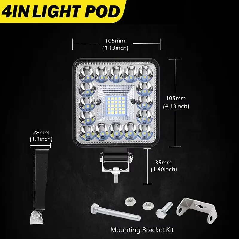 1PC/2PCS Vehicle Work Light Off-Road Spot Flood Beam Driving Bar for ATV UTV RV Boat Tractor Bumper Golf Cart LED Car Fog Light view 2