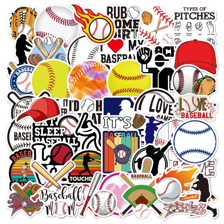 

50Pcs Softball Stickers Cute Motivational Softball Sport Vinyl Waterproof Stickers for Water Bottles Laptops Computer Phone