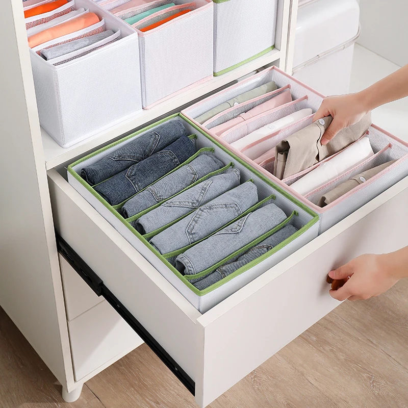 7 grids Pants organizer Clothes organizer in cabinets Dormitory closet Drawer Organizer T-shirts jeans organizer for wardrobe