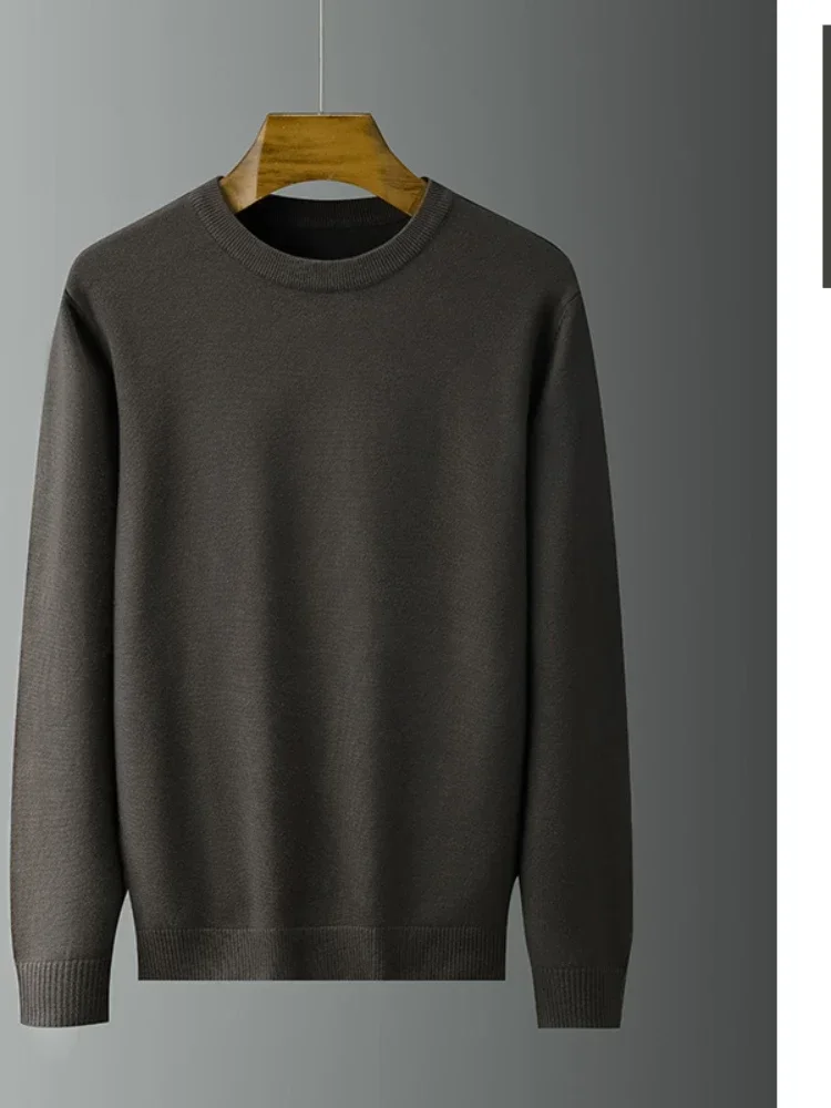 Men Knitted Solid Casual Regular Sweaters Round Neck Full Sleeve Slim Pullovers Fit Tops  Knit Splice Simple Top Autumn Winter