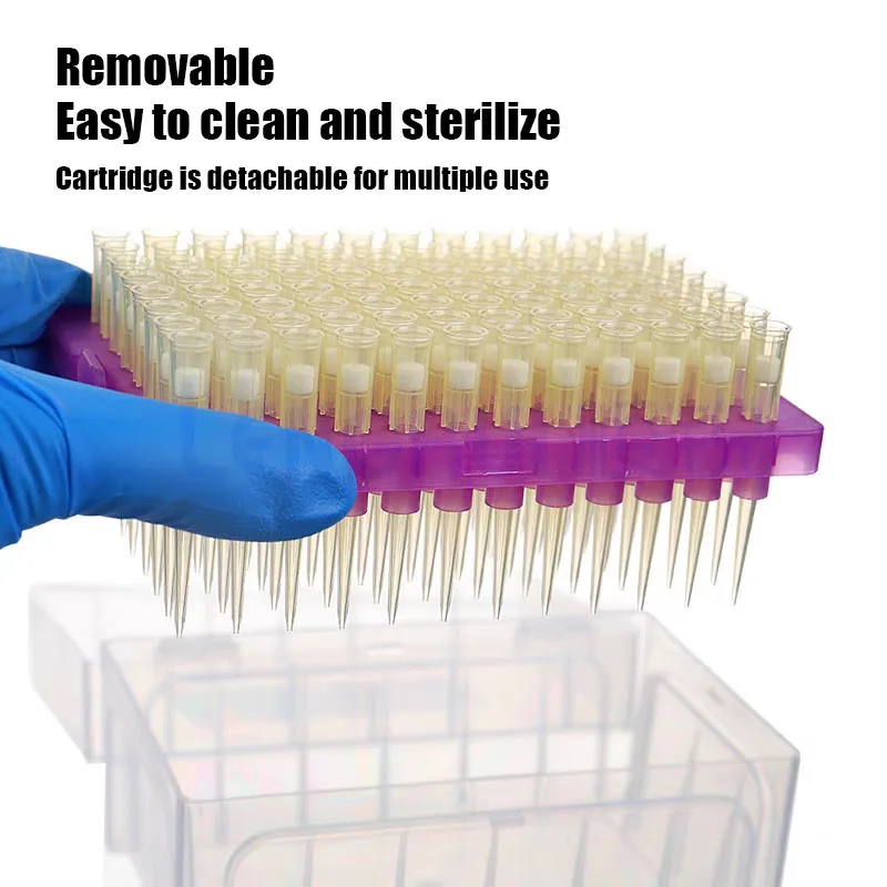 Micropipetta monouso con punta per pipetta in plastica da laboratorio per attrezzatura da laboratorio con punta per pipetta in plastica da 200ul 96 fori