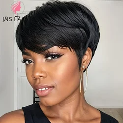 Parrucche Bob Corte INS FACIN Senza Lace Front, in Capelli Umani Brasiliani Remy con Frangia, Ricci Afro per Donna, Densità 180%
