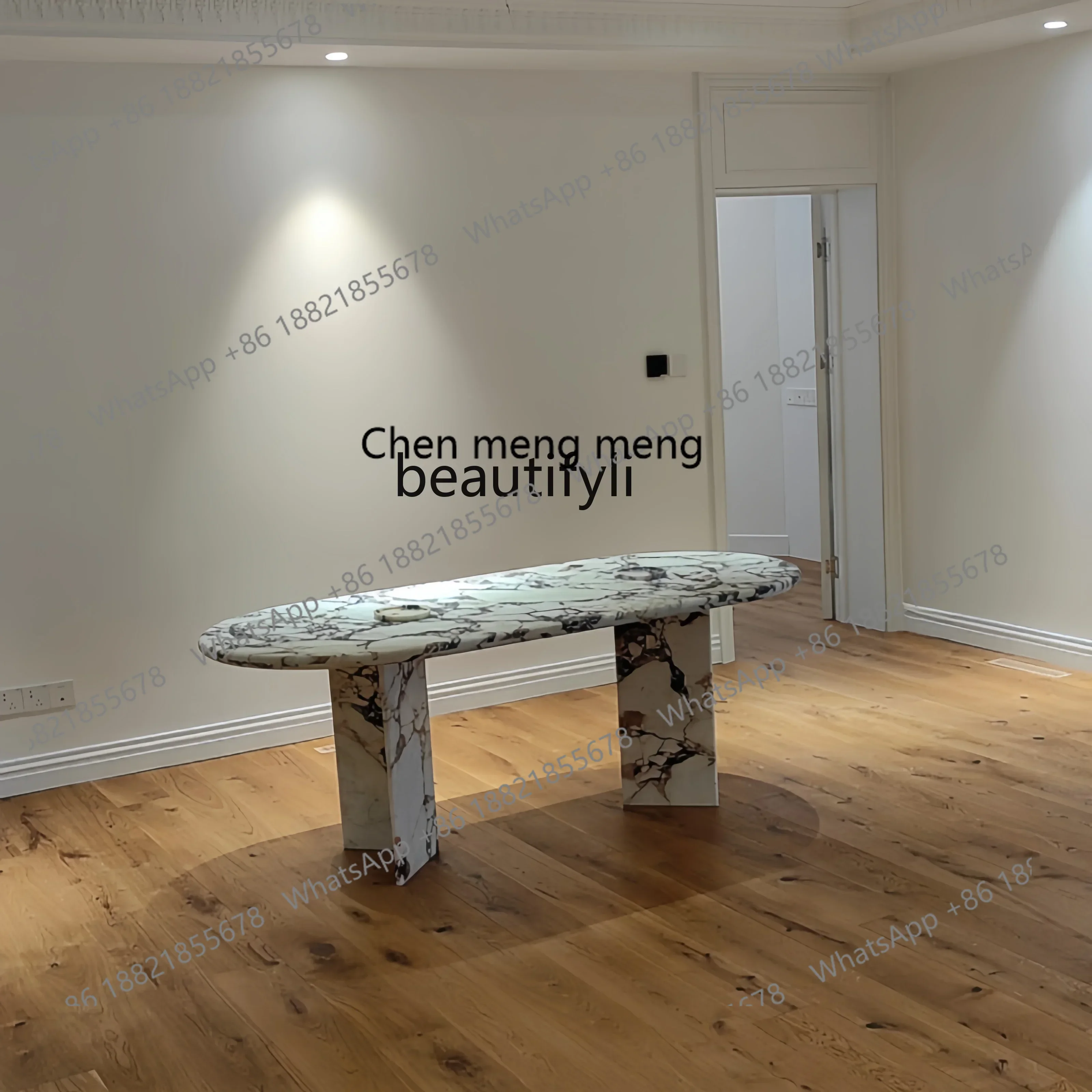 

M178 French marble dining table light luxury purple retro simple small apartment luxury stone oval dining table