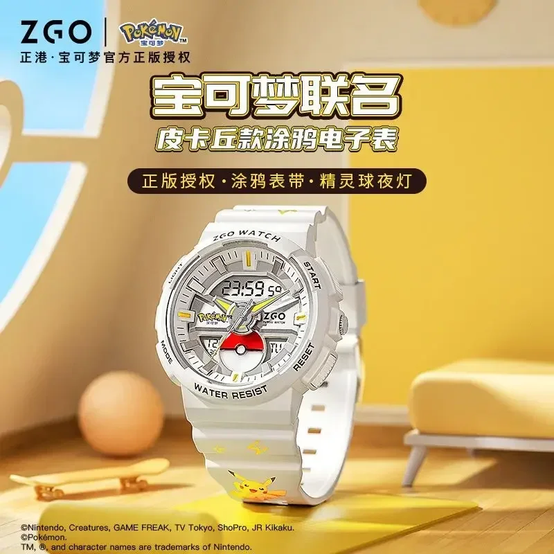 ZGO Pokemon serie de dibujos animados Pikachu, relojes deportivos para estudiantes, reloj electrónico impermeable, juguetes, regalos para niños