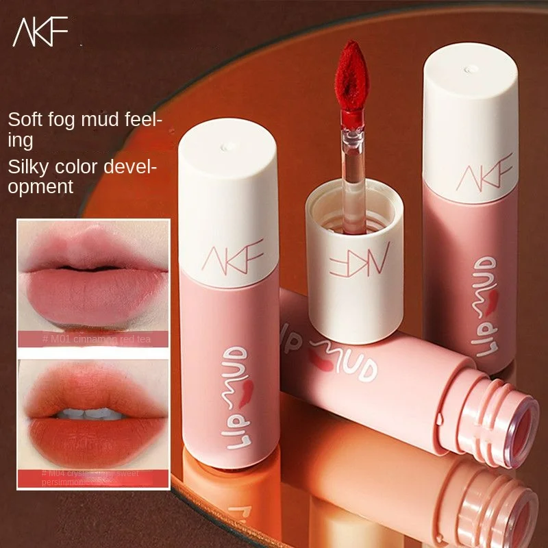 AKF Lip Glaze Whitening Lipstick Long Lasting Non-Flaking Non-Stick Cup Matte Female Lip Gloss  Cosmetics Korean Makeup