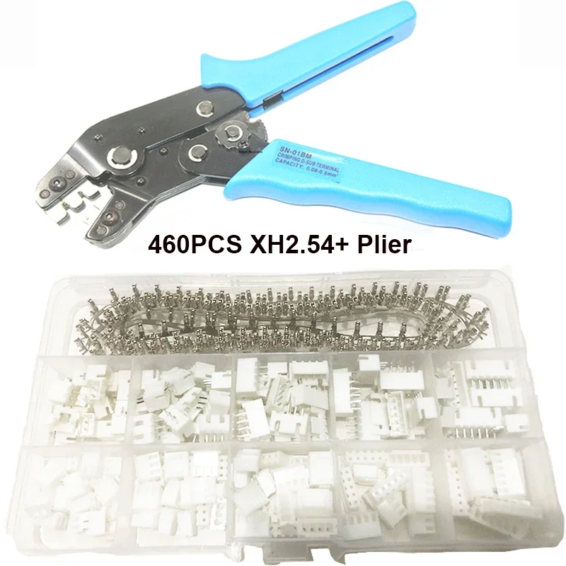 460PCS JST XH2.54 XH 2,54mm PH2.0 Draht Kabel Stecker 2/3/4/5/6 Pin Pitch Männlich Weiblich Steckdose Terminal Zange Set