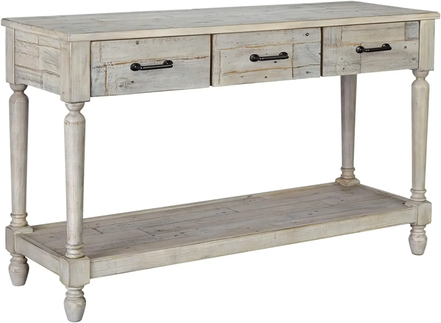 Ashley Shawnalore-Solid Pine Wood Sofá Console Table, Signature Design, Farmhouse