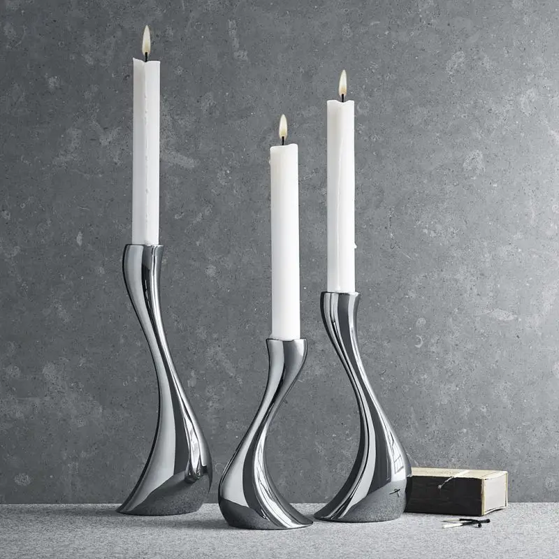 

Ceramics Candlestick Silver Curved Abstract Candle Holder Desktop Center Handicraft Ornaments Wedding Decoration Dining Table