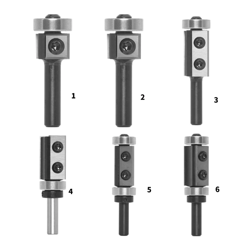 Reversible Plates Flush Cutter 8 mm Shank, Flush Cutter with 2-Sided Interchangeable Carbides Flush Trimming Router Bit