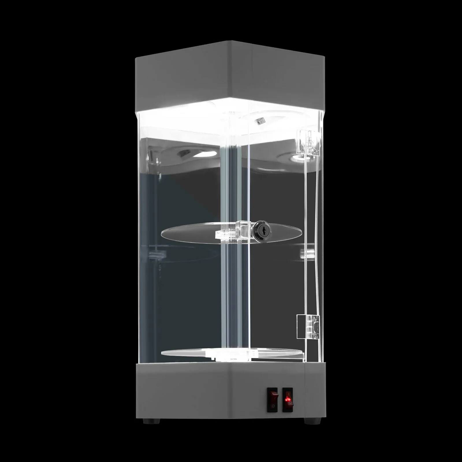 Hexagonal Electric Jewelry 360° Rotating Clear Display Case 10.63"x18.9'' with Built In LED