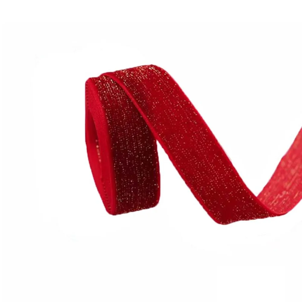 

5 Yards Christmas Velvet Ribbon Glitter DIY Gift Box Packaging Ribbon Various Sizes Wide Red Gold Ribbon Festival