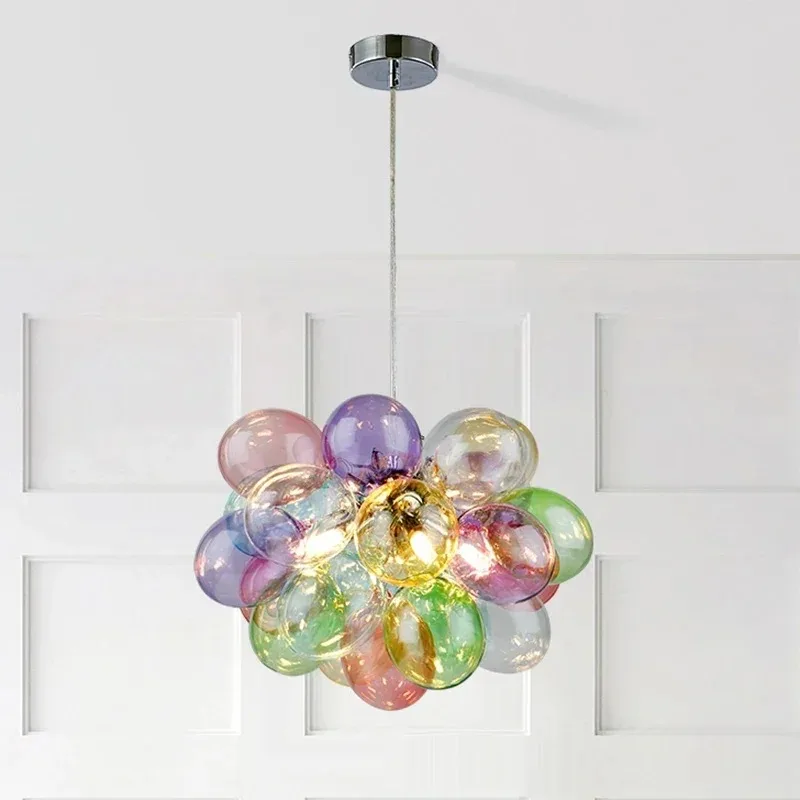 Moderno colorido bola de vidro lustres para sala estar quarto luminária lustres para sala de jantar pendurado
