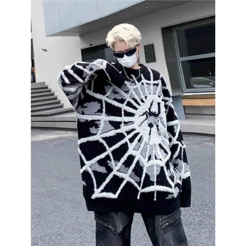 

Loose Fit Thiened round Ne Spider Knitted Sweater for Men Autumn Winter plus Size Casual Sle Couple Tops Polyester Fiber