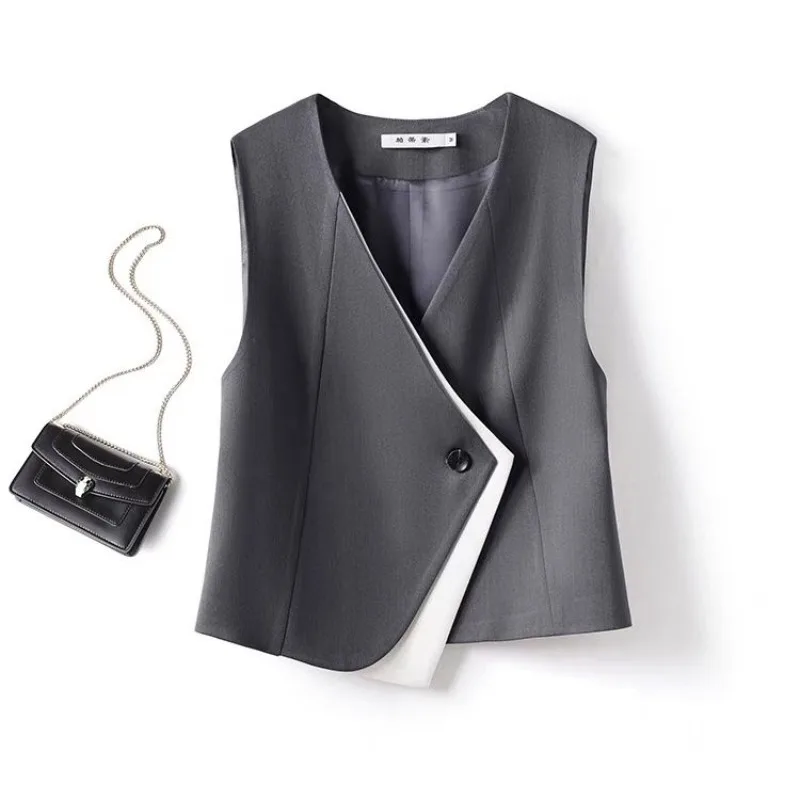 Old money style irregular suit vest women's vest 2025 spring and autumn new layered commuting professional capable shoulders