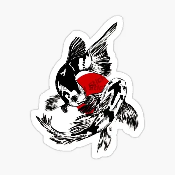 Red Black White Koi Carp Fish Yin Yang Emblem Creative PVC Sticker for Decorate Motorcycle Room Car Window Van Wall Glass Table