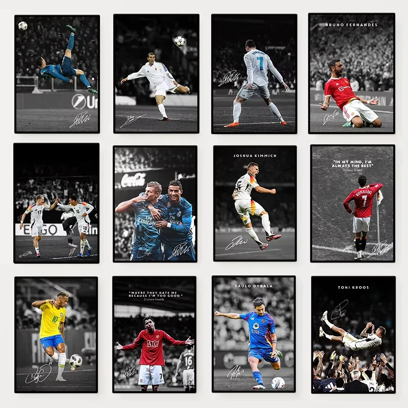 Modern Soccer Sport Player Portrait Poster Print Football Play Picture Canvas Painting Wall Art for Living Room Home Decor Mural