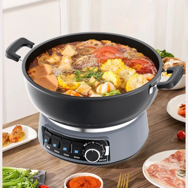 Cast iron electric wok thickened multi-functional household electric hot pot steaming and frying all-in-one electric steamer