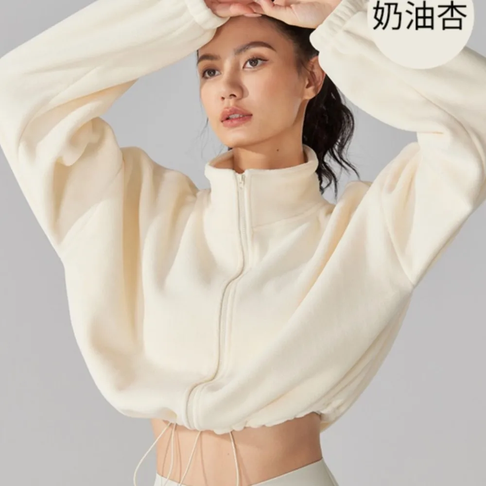 

Women's Autumn Winter Casual Sports Hoodie Coat Thickened Stand Collar Long Sleeve Zipper Casual Short Top Commuter Sweatshirt