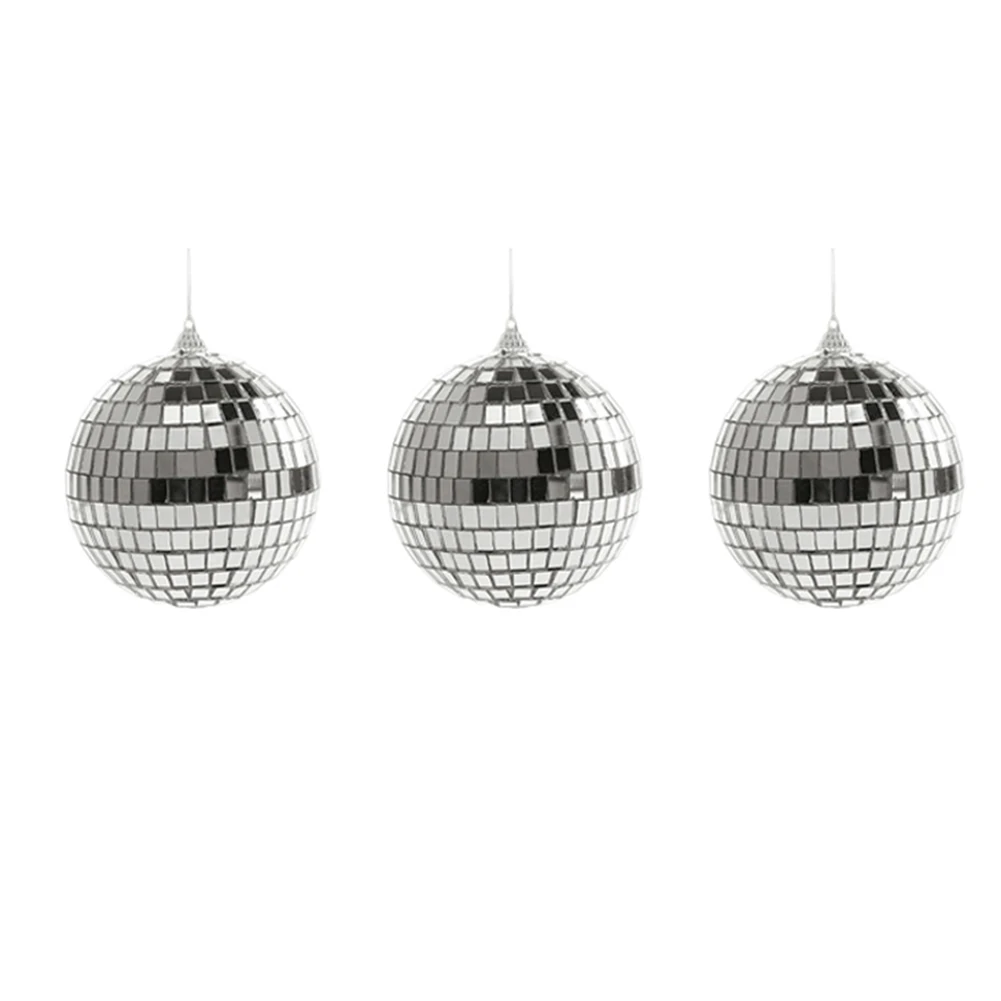 Silver Mirror Disco Balls for Christmas Tree and Wedding Decorations Mesmerizing Light Patterns for Holiday Events