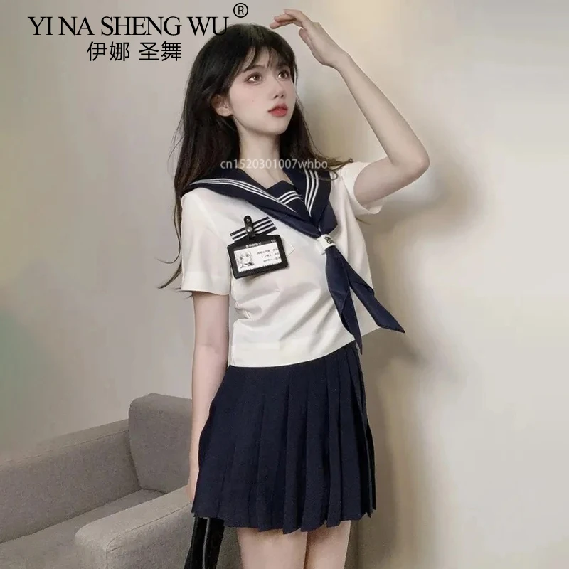 Uniforme de Escuela Japonesa nuevo para niña, traje Jk Sexy para primavera y otoño, corbata azul marino, uniforme de marinero, ropa de escuela secundaria