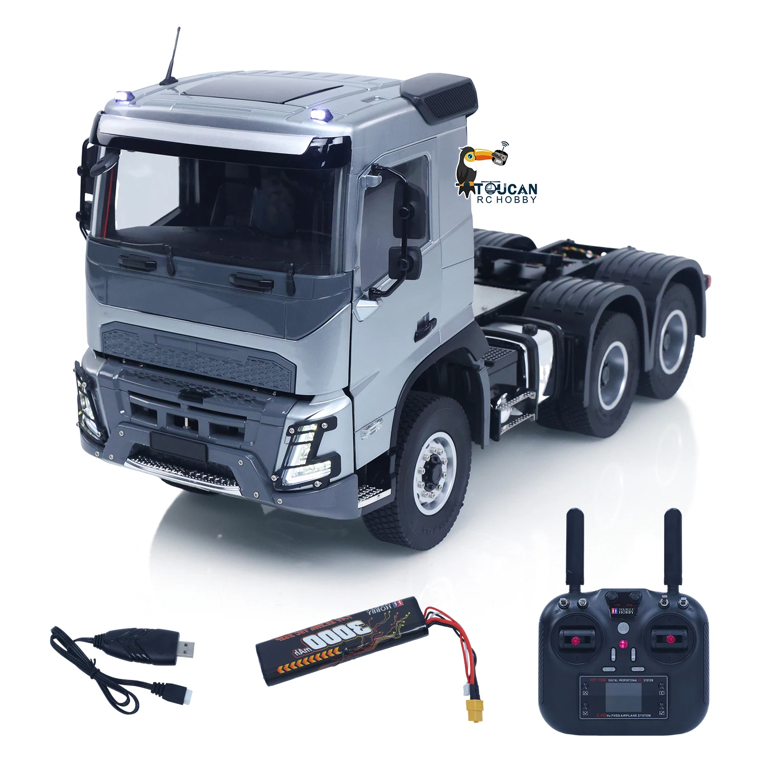 

Радиоуправляемый тягач Double E 1/14 6X4 FMX, модель автомобиля с 2-скоростным металлическим редуктором, шасси с системой освещения, подарок для взрослых