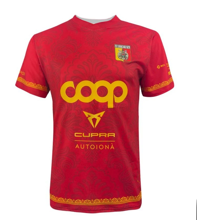 

Футбольная форма US Catanzaro 2024-25, домашняя, с 3D-печатью, для взрослых и детей, спортивная футболка, семейная, летняя, быстросохнущая, мягкая, легкая