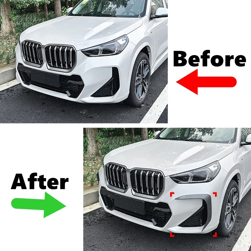 Front Bumper Spoiler Fog Lamp Cover Air Knife Splitter Body Kit For BMW X1 U11 M Sport 2023 2024 Glossy black