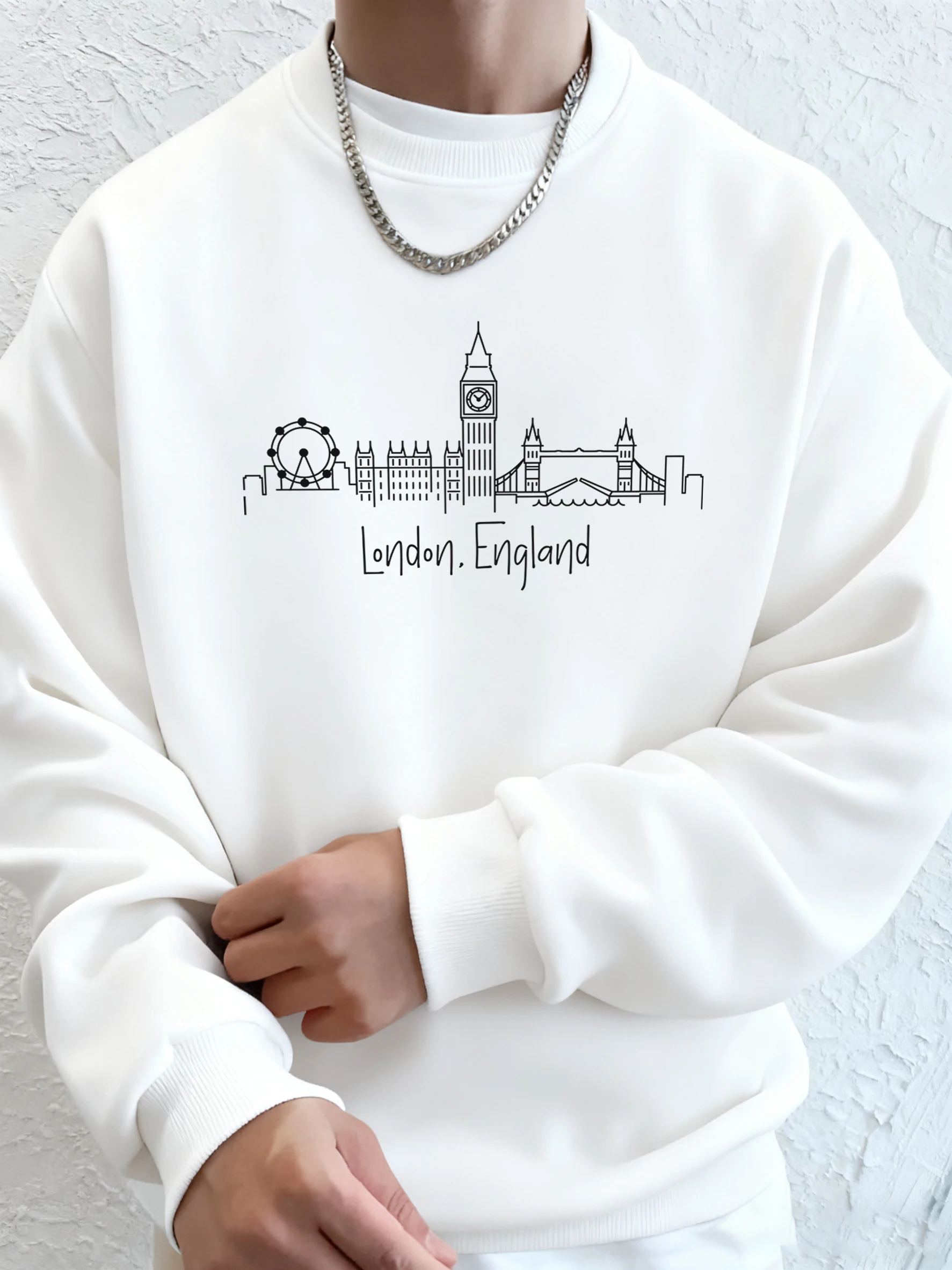 London England Brief Einfachheit Druck Männer Hoodie Casual Weiche Sweatshirts Mode Grundlegende Kleidung Lange Ärmeln Warme Pullover