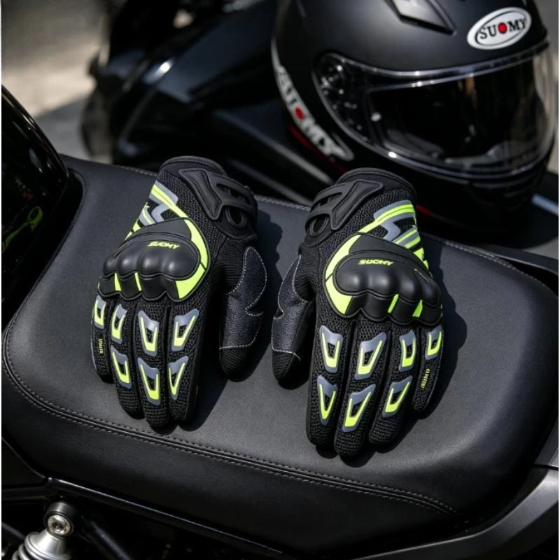 2026 NEW Suomy Summer Breathable Motorcycle Gloves Touch Screen Compatible Moto Biker Riding Gear for Men Women Pink view 2