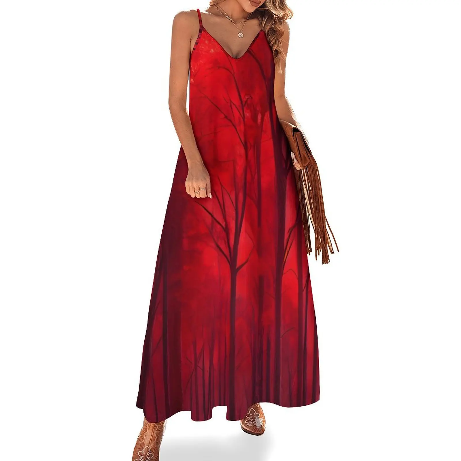 

See you again in the Red Forest Sleeveless Dress dresses korean style Women long dress dress women summer clothes
