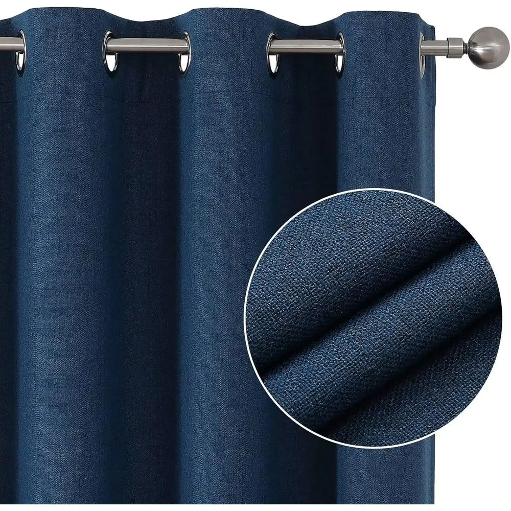 ستائر تعتيم زرقاء من الدنيم بطول 108 بوصة، ستائر طويلة جدًا بطول 108 بوصة، لوحة واحدة لغرفة النوم، كتان معزول حراريًا B #2