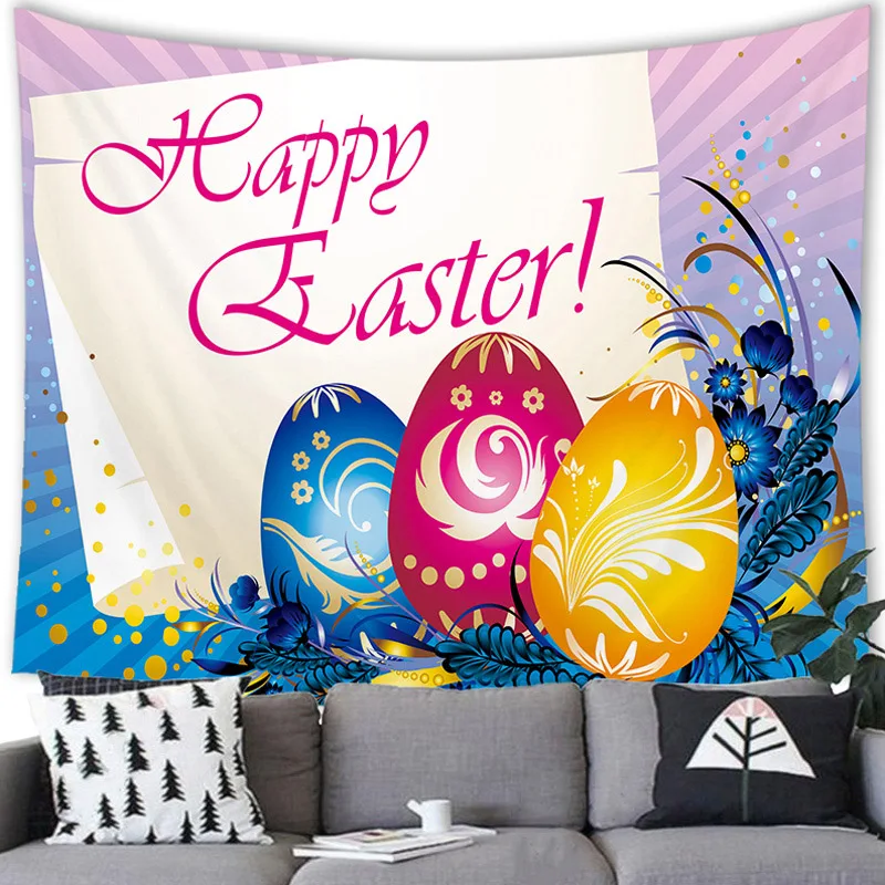 Easter Tapestry Wall Hanging Happy Easter Egg Rabbit Decor Tapestry Wall Hanging Easter Bunny Party Home Decoration Background