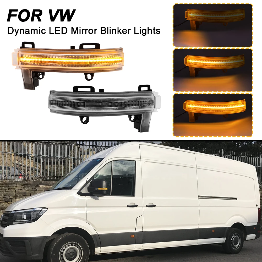 

For VW Crafter MK2 2017- 2PCS Error Free Amber Side Mirror Blinker Turn Signal Sequential Lights Dynamic Indicator LED Lamps