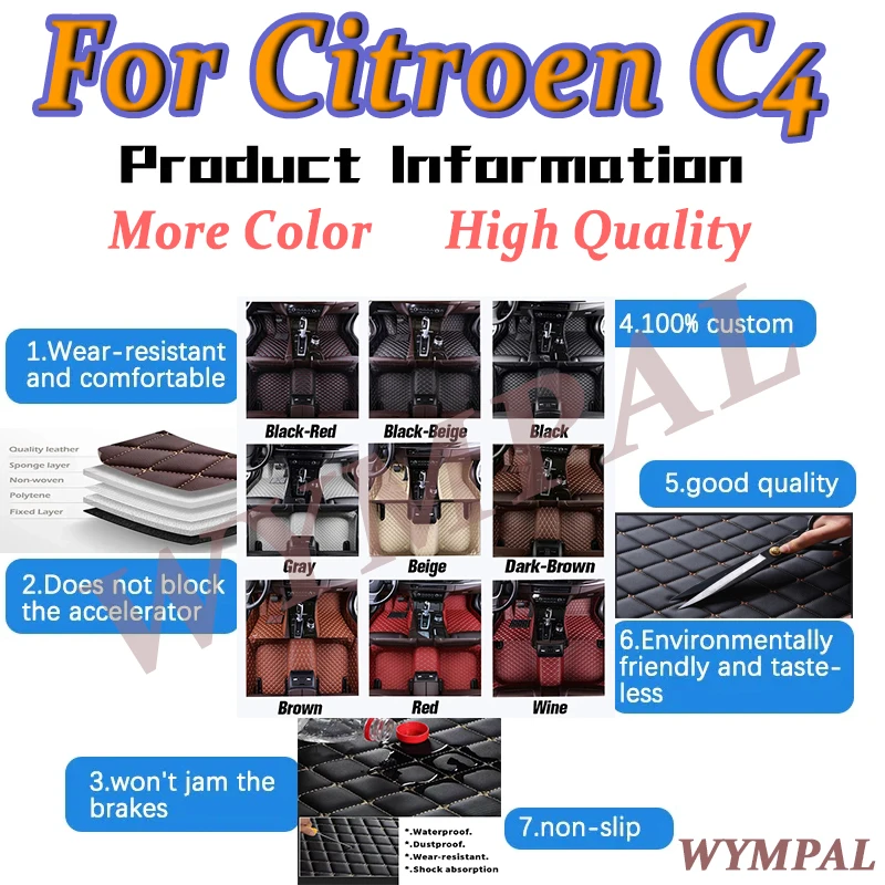 

Luxury Automotive Car Floor Mats For Citroen C4 2012 2013 2014 2015 2016 Auto Leather Men Women Car Full Coverage Custom Mats