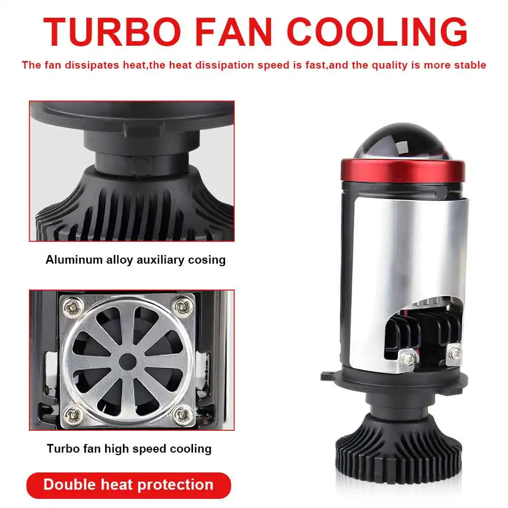H4 LED Mini Bi-led Lens Projector Lenses High Low Beam Car Headlight with Solenoid Design Canbus 12V 6000K LED Fog Lights