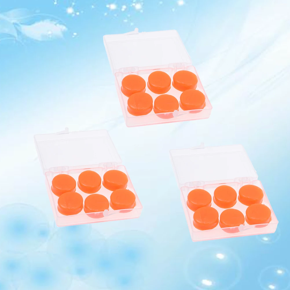 18 قطعة من سدادات الأذن السيليكونية المقاومة للماء وعازلة للصوت قابلة للتشكيل للسباحة والاستحمام للرجال والنساء، سدادات أذن برتقالية للسباحة