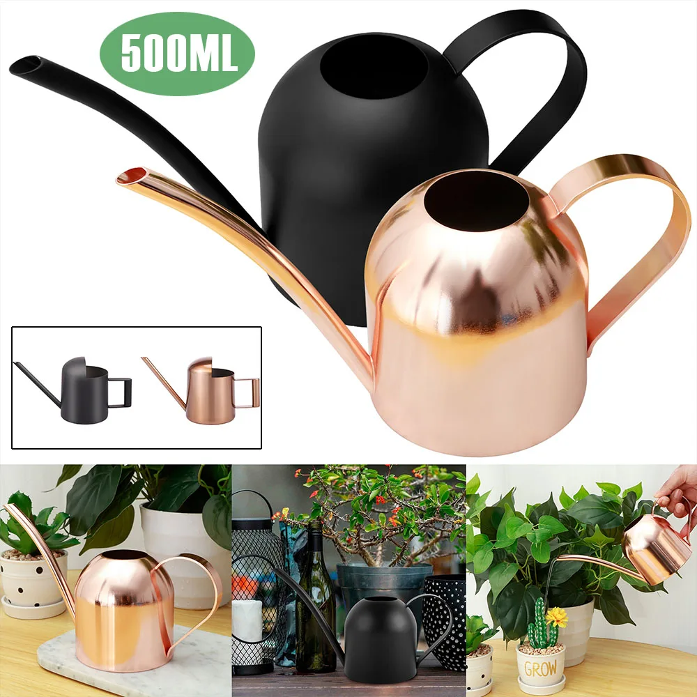 500ML Plants Watering Pot Stainless Steel Long Nozzle Watering Can Portable Vintage Small Watering Can for Office Potted Plants