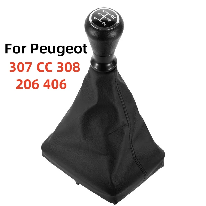 For Peugeot 307 207 206 Citroen C3-C5 5-Speed Gear Shift Knob With Collars Gear Shift Lever Dust Anti-dust Cover Interior Parts