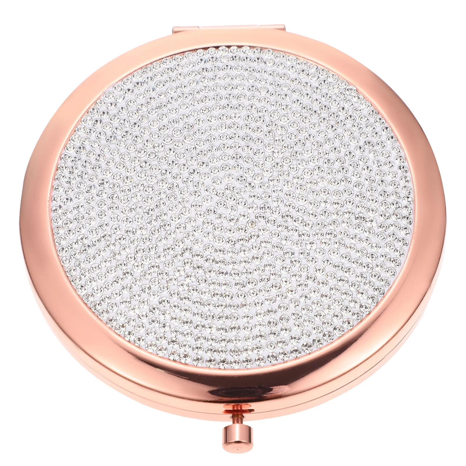 

Double Side Rhinestone Compact Foldable Mirror Portable Metal Outdoor Make Up Mirror Pocket Travel Purse Essential Gift