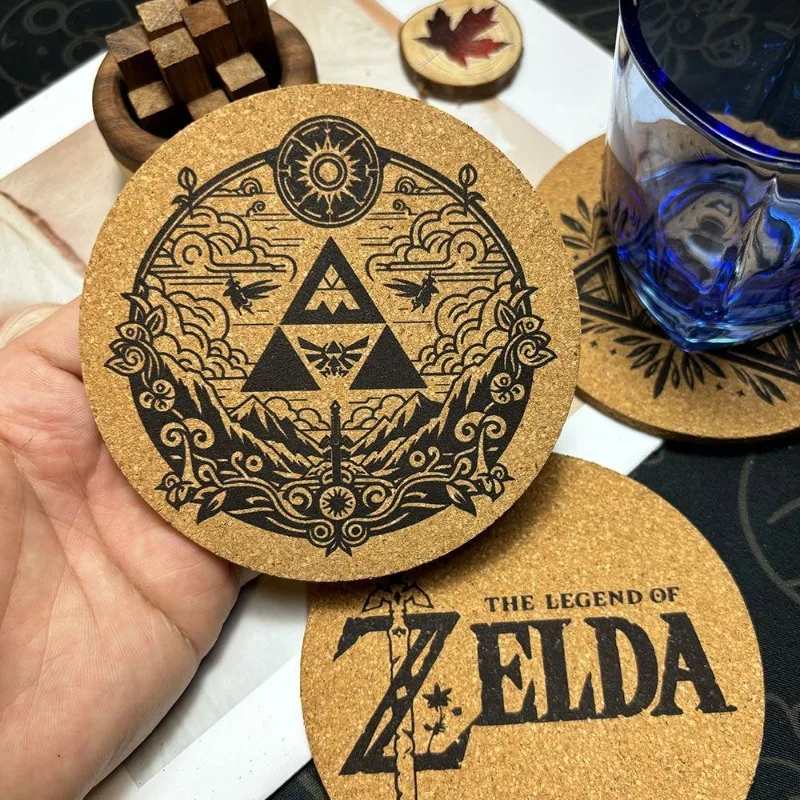 Zelda Coaster Cartoon Anime Round Wooden Mat Coffee Cup Tea Cup Drink Holder Non-slip Cork Coaster DIY Desktop Decorative Gifts view 2