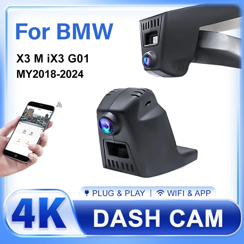 

New 4K Car DVR Wifi DVR Video recorder Dash Cam For BMW X3 M iX3 G01 2024 2023 2022 2021 2020 2019 2018 Plug and Play Dashcam