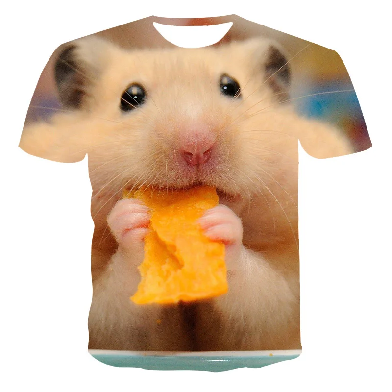 Fashion Funny Hamster graphic t shirts Men Summer Casual Cut Animal Pattern Tees 3D Printed Round Neck quick-drying t-shirt Tops