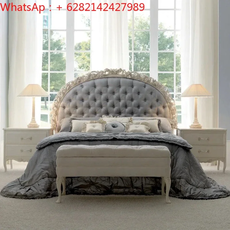 

European-style double bed master bedroom Fench luxury solid wood carved 1.8m 2m villa princess wedding