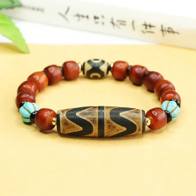 

Tiger tooth dzi bead agate bracelet ethnic style bracelet jewelry natural chalcedony nine-eye dzi beads
