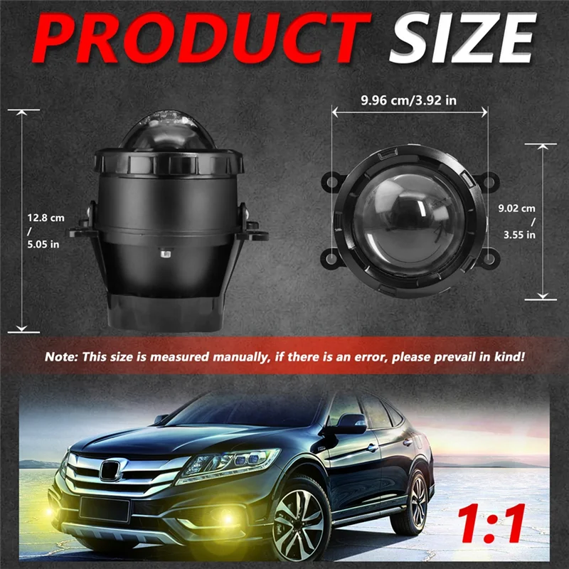 

Universal 3 Inch Hyperboloid LED Fog Lights HID LED Projector Lens High+Low Fog Lamp 60W 6000LM IP68 9-16V