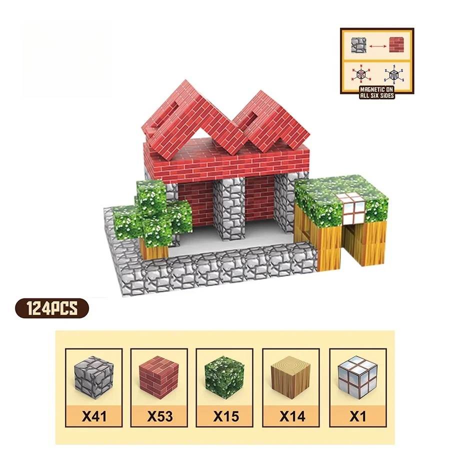 Magnetic Creative Architecture Building Blocks World Set Panda Farm Space Base 3D Model Kit STEM DIY Assembly Gift Children