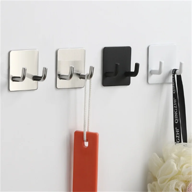 Adhesive Wall Hooks Bathroom Fixture Bathroom Hardware Robe Hooks Multi-Purpose Household Towel Key Holder