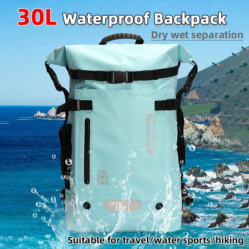 

30L Large Capacity Dry Bag Dry and Wet Separation Waterproof Swimming Backpack for Travel/water Sports/Hiking Storage Bag