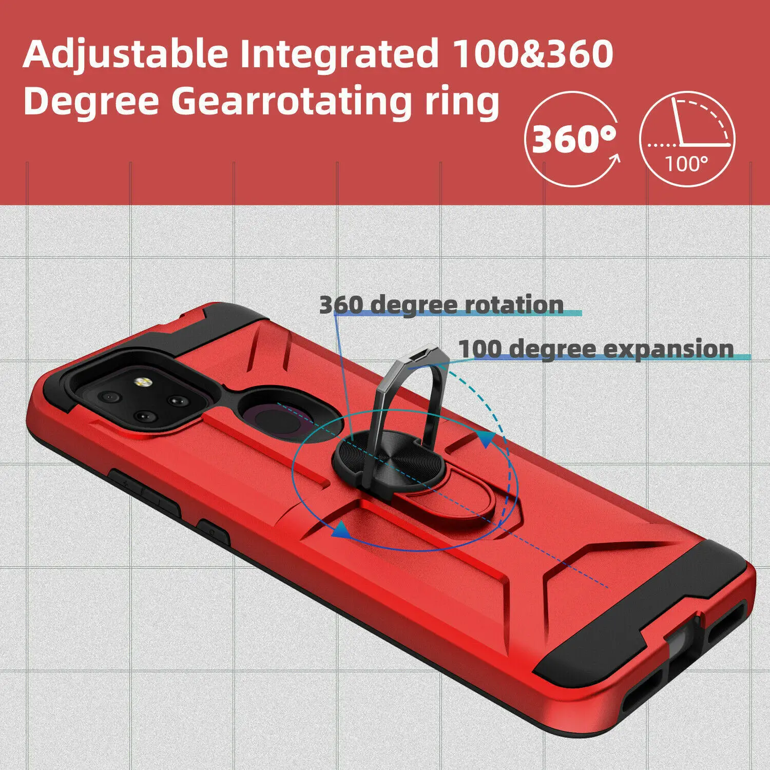 Mobile Phone Case with Magnetic Ring For T-Mobile Revvl V+Plus 5G Armor Case Shockproof Armor Hybrid Stand Holder Cover