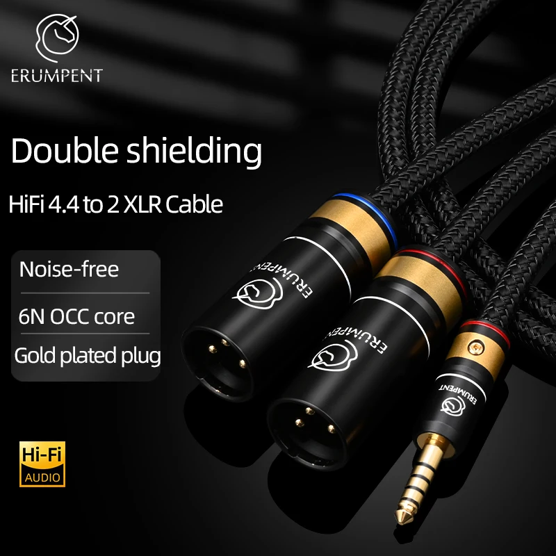 ERUMPENT HiFi 4.4mm to 2XLR Audio Cable Hi-end OCC Core 4.4 mm Jack to 2XLR Male/Female Cable for Mic Mixer Amplifier